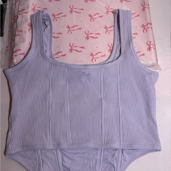 PINK Victoria's Secret Ribbed Fitted Tank Top Pink Red - Picture 5 of 8